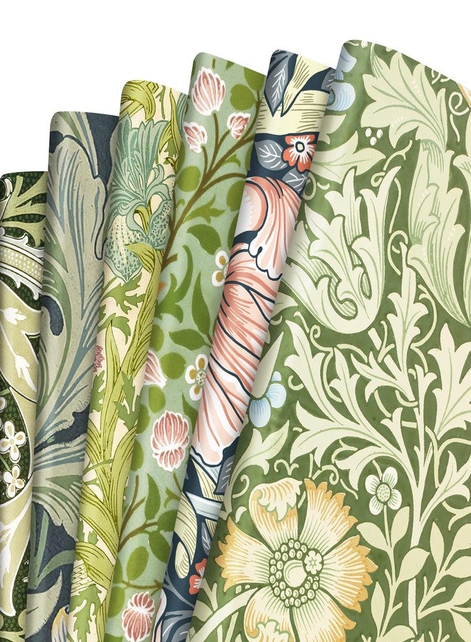 Quera 12 Sheet William Morris Wrapping Paper Vintage Floral Gift Wrap Paper Bulk Green Art Paper for Birthday Wedding Baby Shower DIY Crafts Gift Packing, 19.7 x 27.6 - Image 1